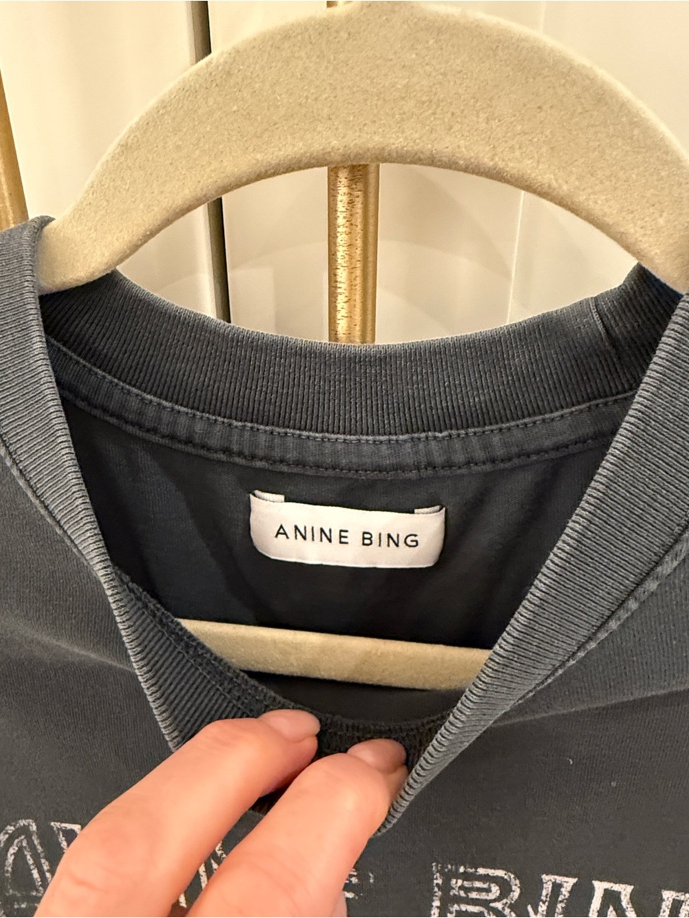 Anine Bing Vintage-Style Graphic Tee in Charcoal Gray - Picture 3 of 5